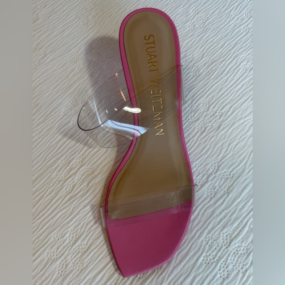 Stuart Weitzman Heels Shoes Sandals pink clear size 7.5 - Picture 9 of 12